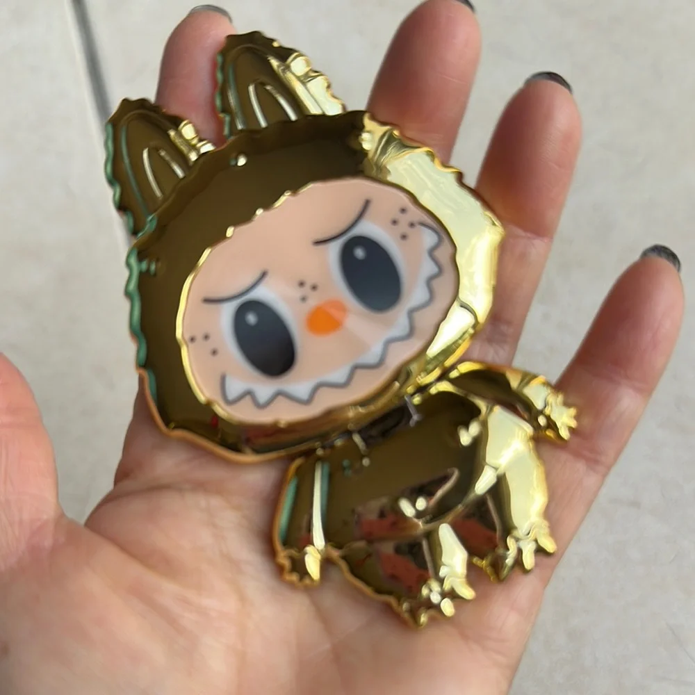 Gold Lafufu Character Phone Stand and Mirror